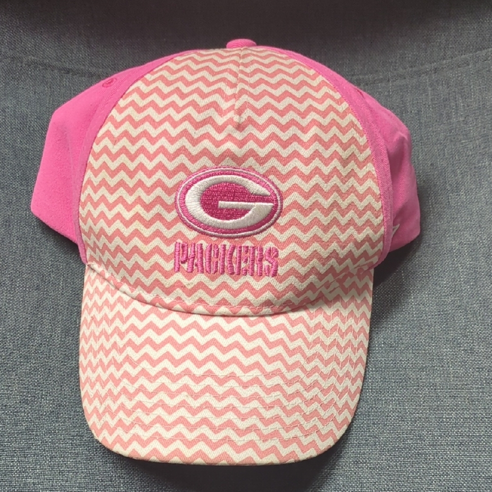 Green Bay Packers Kids Pink and White Chevron Hat